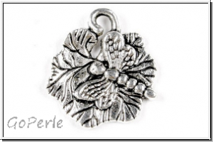 Anh�nger "Libelle auf Blatt", 16 x 20 mm, antiksilberfb., Metall, 1 Stk.